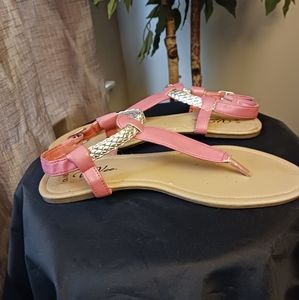 Pink & Silver t-strap sandals sz 9/10